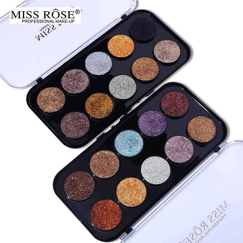 Палитра теней для век Miss Rose 10 цветов блестящие алмазные тени макияж с эффектом