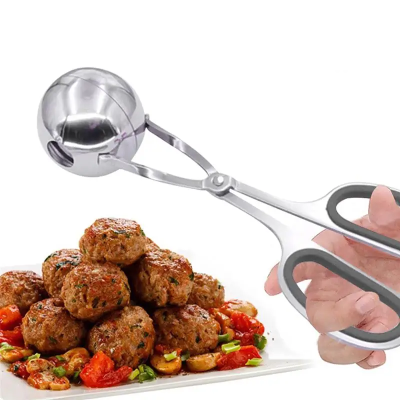 2 PCS Stainless Steel Meat Baller Tongs Cake Pop Meatball Maker Ice Tongs Cookie Dough Scoop for Kitchen