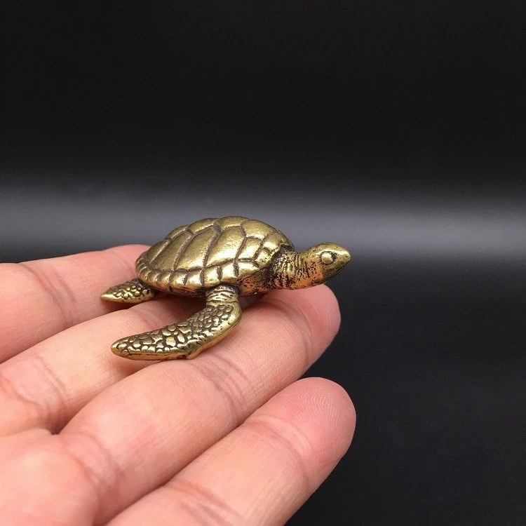 Коллекционные китайские латунные Резные животные скарабей морская черепаха Золотая черепаха изысканные маленькие статуи