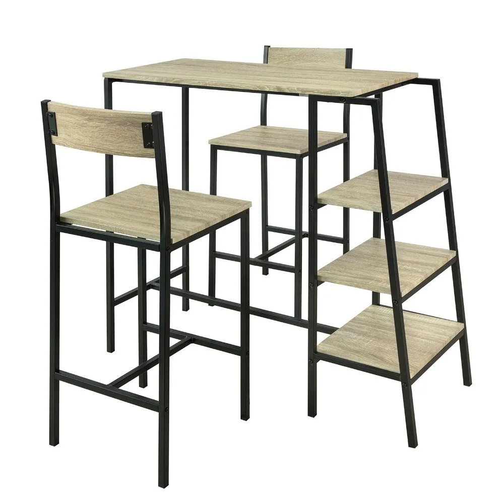 SoBuy OGT16-N, барный набор-1 барный стол и 2 табурета, домашний для завтрака, для кухни комплект барной мебели обеденный набор