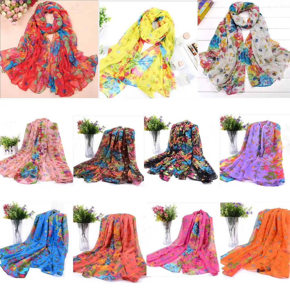 

1PC Women Lady Chiffon Neck Scarf Musical Note Chiffon Brand Soft Neck Elegant Floral Printed Shawl Scarves Muffler Scarves