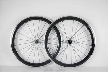 

Newest 700C 50mm racing Road bike 3K twill carbon fibre clincher rims carbon bicycle wheelset with alloy brake surface Free ship