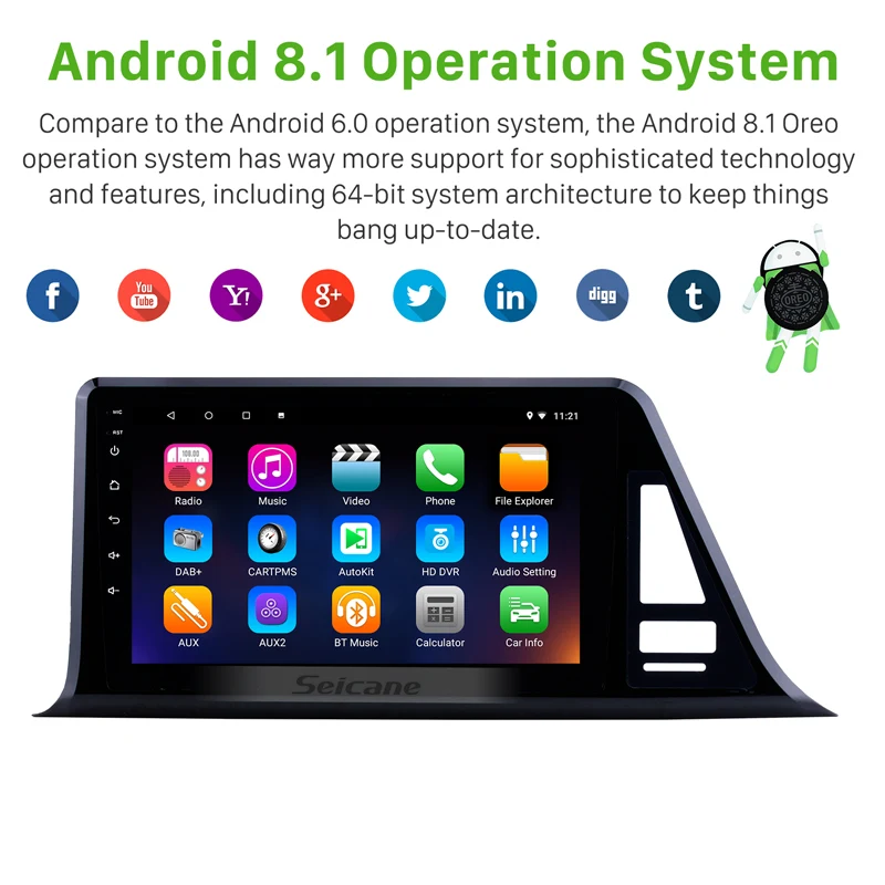 Perfect Seicane Android 8.1 HD Touch Screen 9 inch GPS Navigation Radio for 2016-2018 Toyota C-HR LHD Bluetooth 3GWifi multimedia player 1