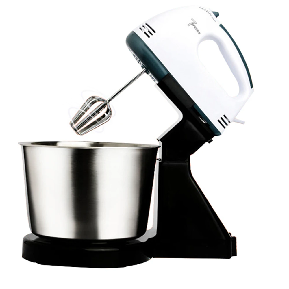 

Powerful Electric Handheld Egg Beater Kitchen Mixer With Bucket Steel Material Blade Food Mixers Wire Whip With Mixing Bowl