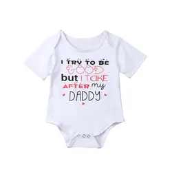 Хлопковый комбинезон с короткими рукавами и буквенным принтом для новорожденных мальчиков и девочек 0-18 месяцев, комбинезон, костюм для