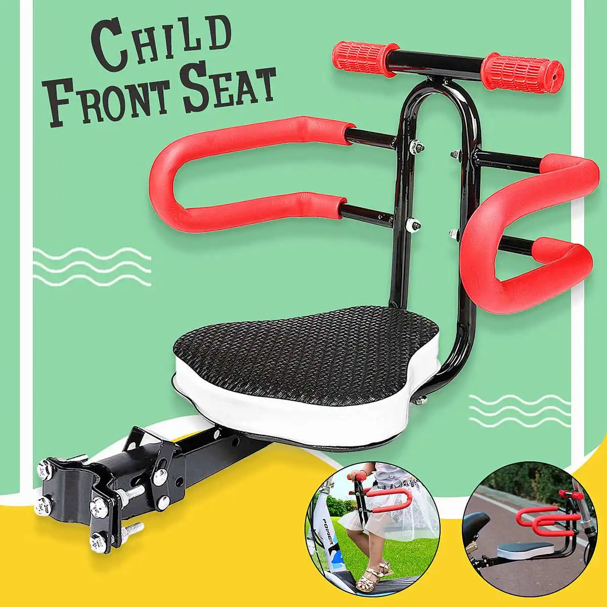 

Foldable Bike Bicycle Child Safety Front Seat With Pedal Children Kid Baby Carrier For Electric Car Mountain Bike Bicycle Etc