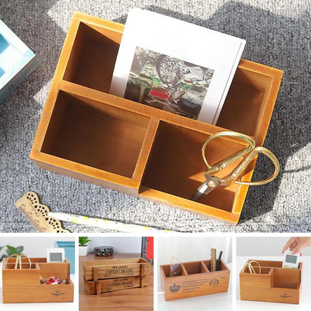 Antique Wooden Table Sundries Container Cosmetics Organizer Jewelry Storage Box Home Decor Storage Box Wooden Storage Holder