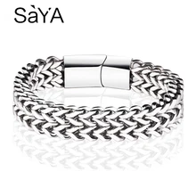 Лидер продаж 11,5 мм Ширина из стали и титана, для мужчин, Браслеты звеньев цепи Браслеты два слоя для мужские подарочные длина 17,5 см-24 см