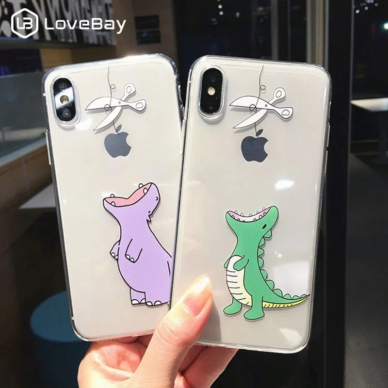 

Lovebay Clear Dinosaur Funny Phone Cases Cover For iphone XS Max XR X 5 5s SE 6 6S 7 8 Plus Soft Cartoon Animal Back Cover Shell