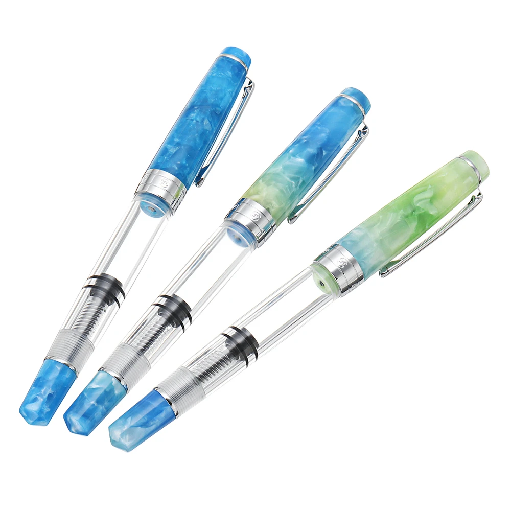 

Transparent Fountain Pen 0.5mm F Nib With Gift Box & Romantic Storage Bag for Writing Supplies Stationery Fountain Pen 3 Color
