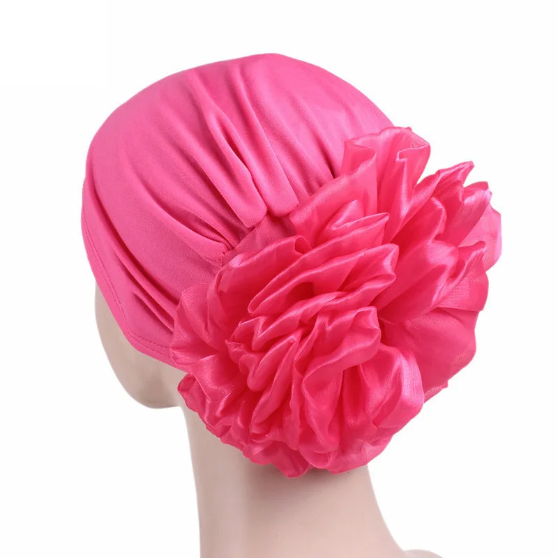 Распродажа женский большой тюрбан с цветком мусульманский шарф шапка аксессуары для волос эластичная ткань резинки для волос шляпа шапка Хемо шляпа