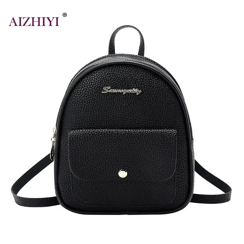 

2019 New Girls Mini Backpack Litchi PU Preppy Style Schoolbags Small Female Casual Solid Color Travel Shoulder Bag