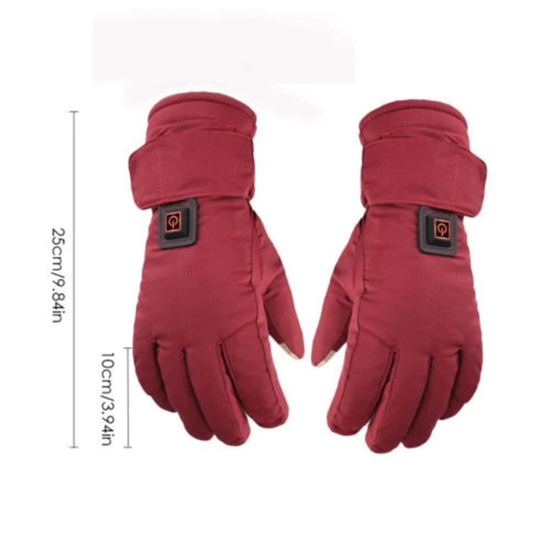 

Unisex Winter Warm Battery Powered Heated Touch Screen Gloves Red Motorcycle Hunting Car Heating Waterproof Back Gloves