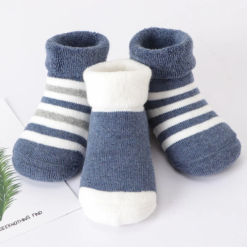3Pairs Infant Baby Boys Girls Autumn Winter Cartoon Thicken Soft Warm Socks