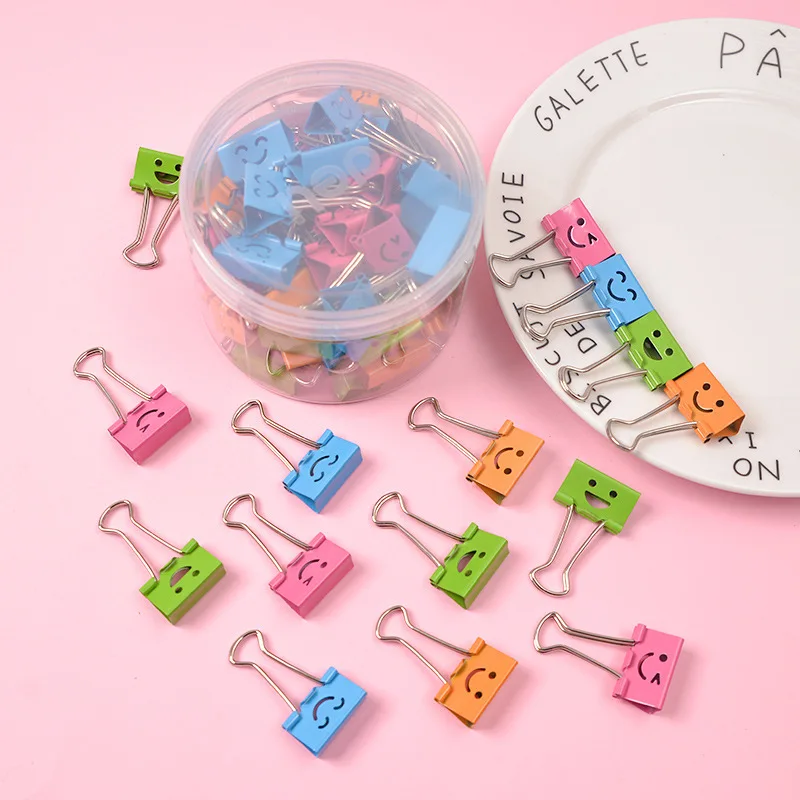 

10PCS Cartoon Smiling Face Nagao Data Bill Clip Office Supplies Stationery