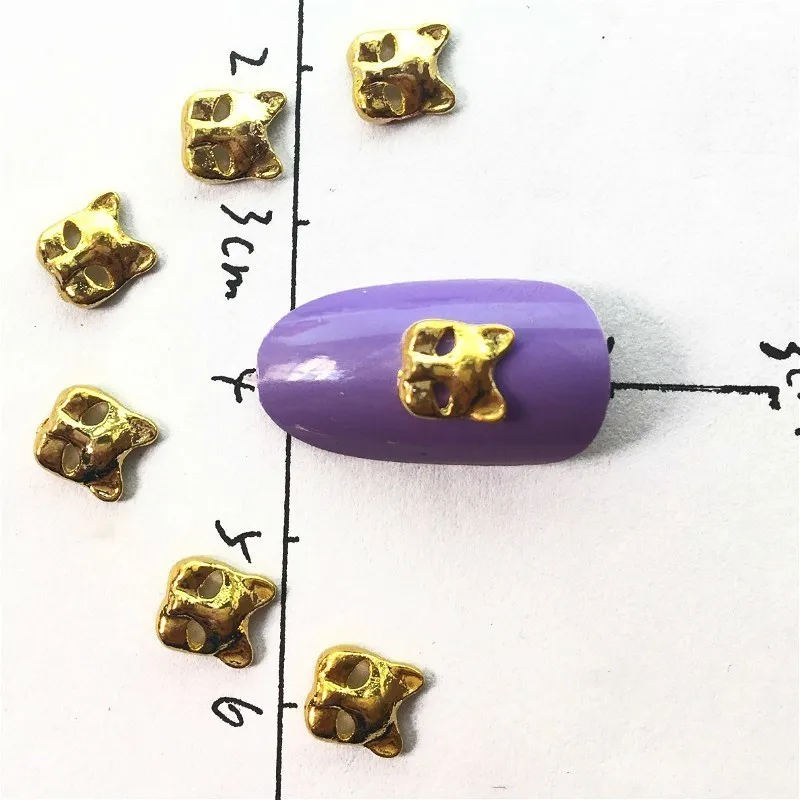 

20Pcs Cat Mask Nail Art Decorations Metal Charms Accessoires Kawaii Gold Nailart Supply Cute Ailurophile Style 3D Bling Stud diy