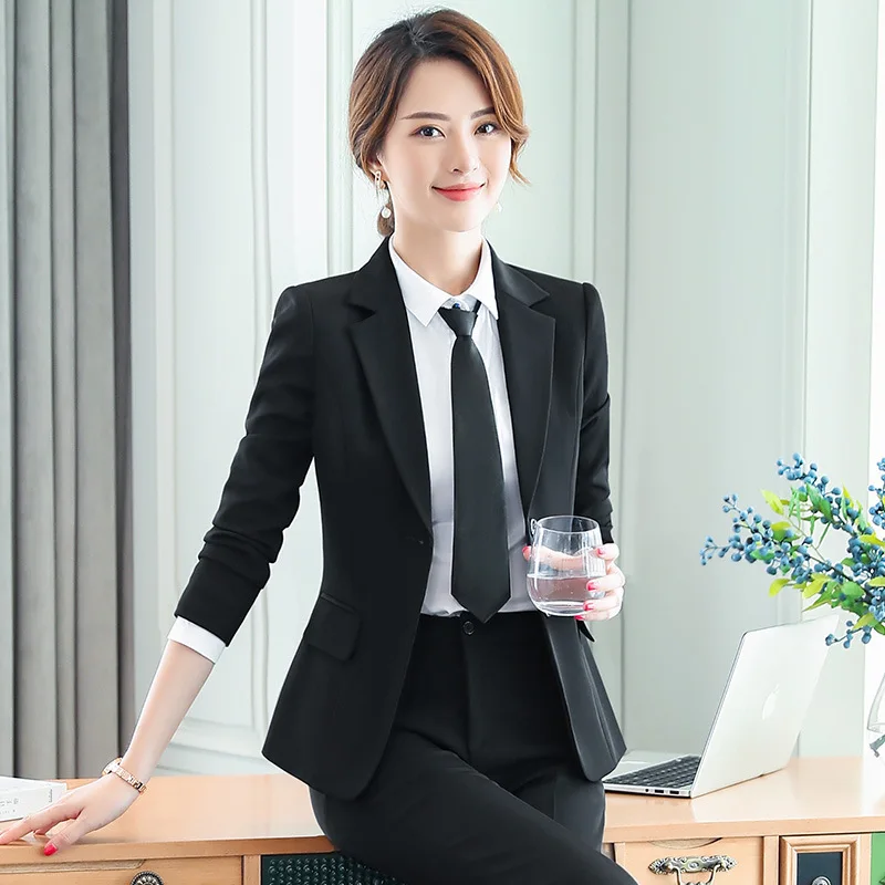 Ladies Casual Suit Skirt Trousers Shirt Three Piece Professional Female Interview Suit Overalls Uniform Long Sleeved Slim Suit