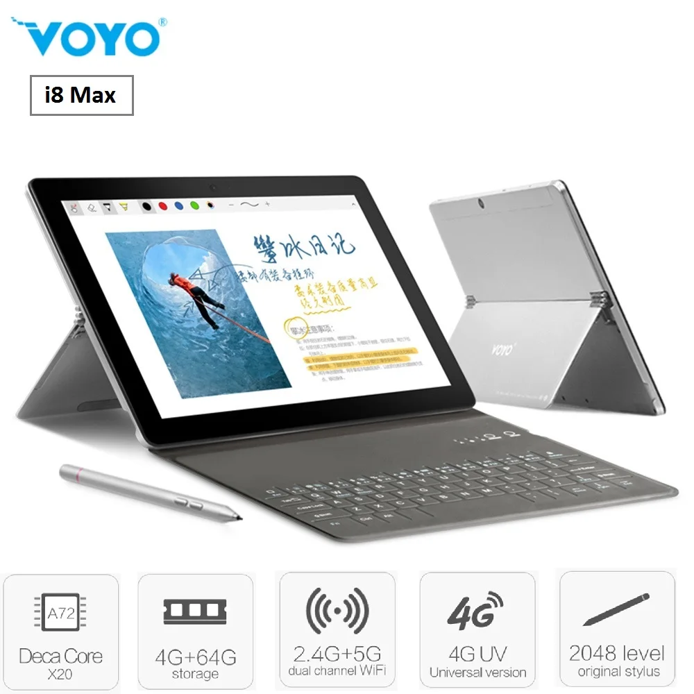 

VOYO i8 Max 4G Tablet PC Android 7.1 10.1 inch MTK6797 Deca Core 4GB RAM 64GB eMMC ROM Dual SIM 13.0MP OTG 4G Phone Phablet