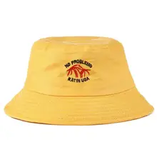 Кокосовой пальмы печати унисекс хлопок ведро шляпа рыбака летняя шляпа, Панама для защиты от солнца Для мужчин Для женщин хип-хоп Рыбацкая шляпа