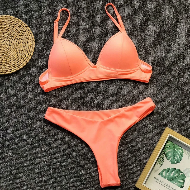 

MUXILOVE 2019 Thong Bikini Push Up Swimsuit Female Swimwear Women Two-pieces Bikini set With Bra Cup Bather Bathing Suit Swim