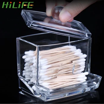 

HILIFE Desktop Storage Boxes For Cosmetics Sample Lipstick Cotton Pads Crystal Acrylic Cotton Swabs Storage Box Transparent
