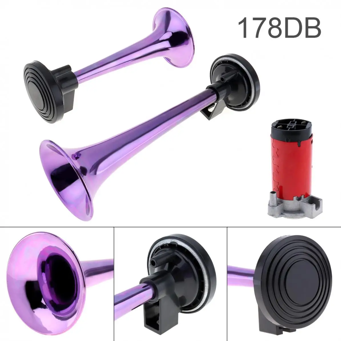Durable Abs Trumpet Horns 12v 178db Super Loud Dual Tone Air Horn Set