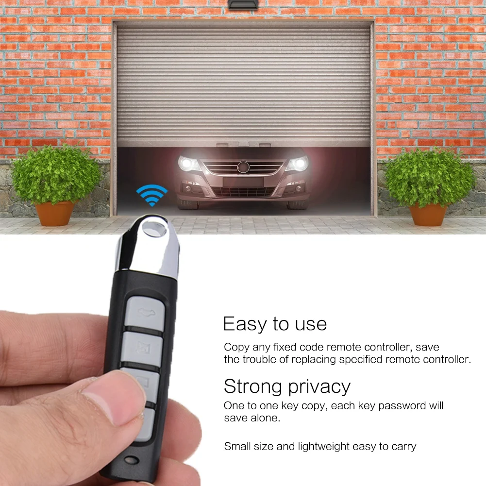 

433MHz Garage Door Copy Remote Controller Universal Car Alarm Cloning Duplicator Lock Strong Privacy