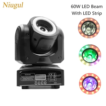 

Mini 60W LED Beam Moving Head Light With Halo, RGBW 4in1 60W BeamStage Lights With RGB 3in1 LED Strip, DMX LED Bar DJ Spot Light