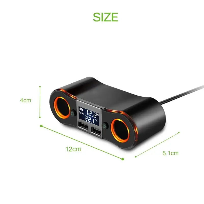 ONEVER автомобильный прикуриватель розетка сплиттер адаптер питания розетка с самостоятельным переключателем 3.5A двойной USB зарядное устройство DC12-24V