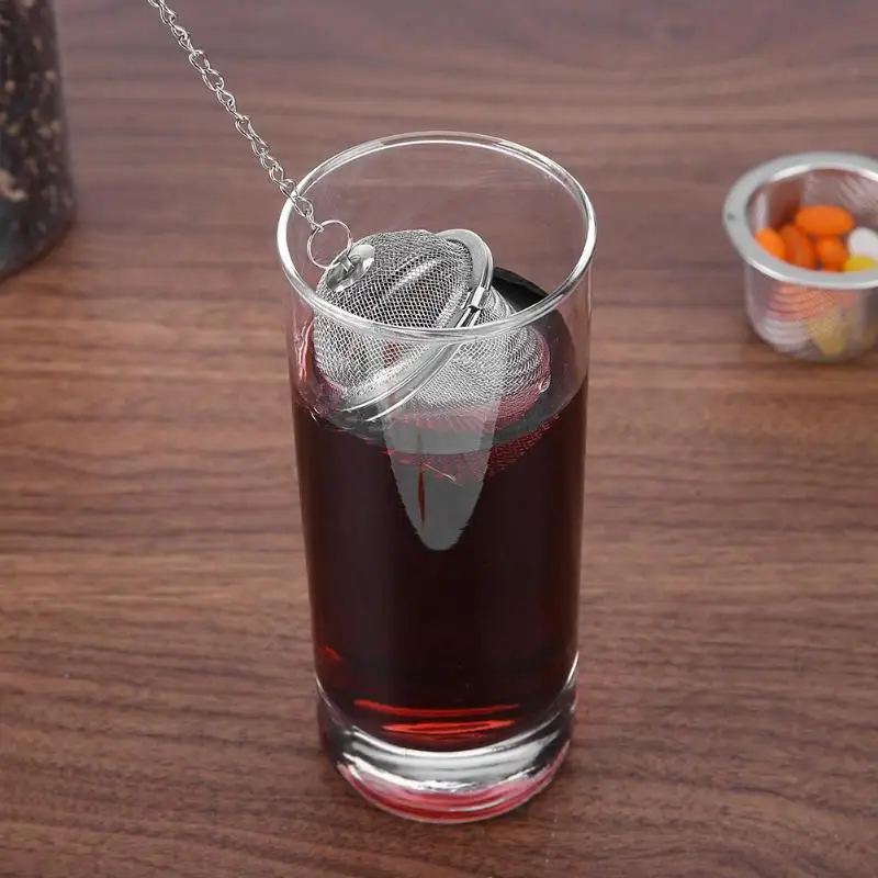 

Stainless Steel Bucket Mesh Tea Ball Tea Strainer Coffee Soup Strainer Infuser Filter Teabags with Chain kichen tea infuser