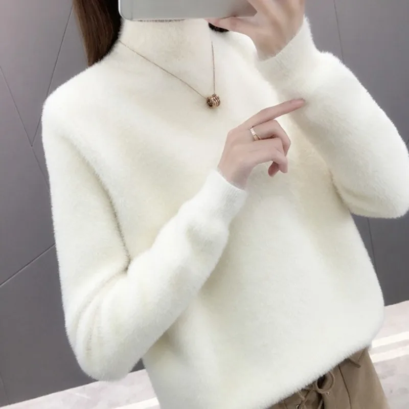 turtleneck sweater women solid rendering sweater winter women Imitate mink fleece pullover damen candy colors sweater feminino turtleneck sweater women solid rendering sweater winter women Imitate mink fleece pullover damen candy colors sweater feminino