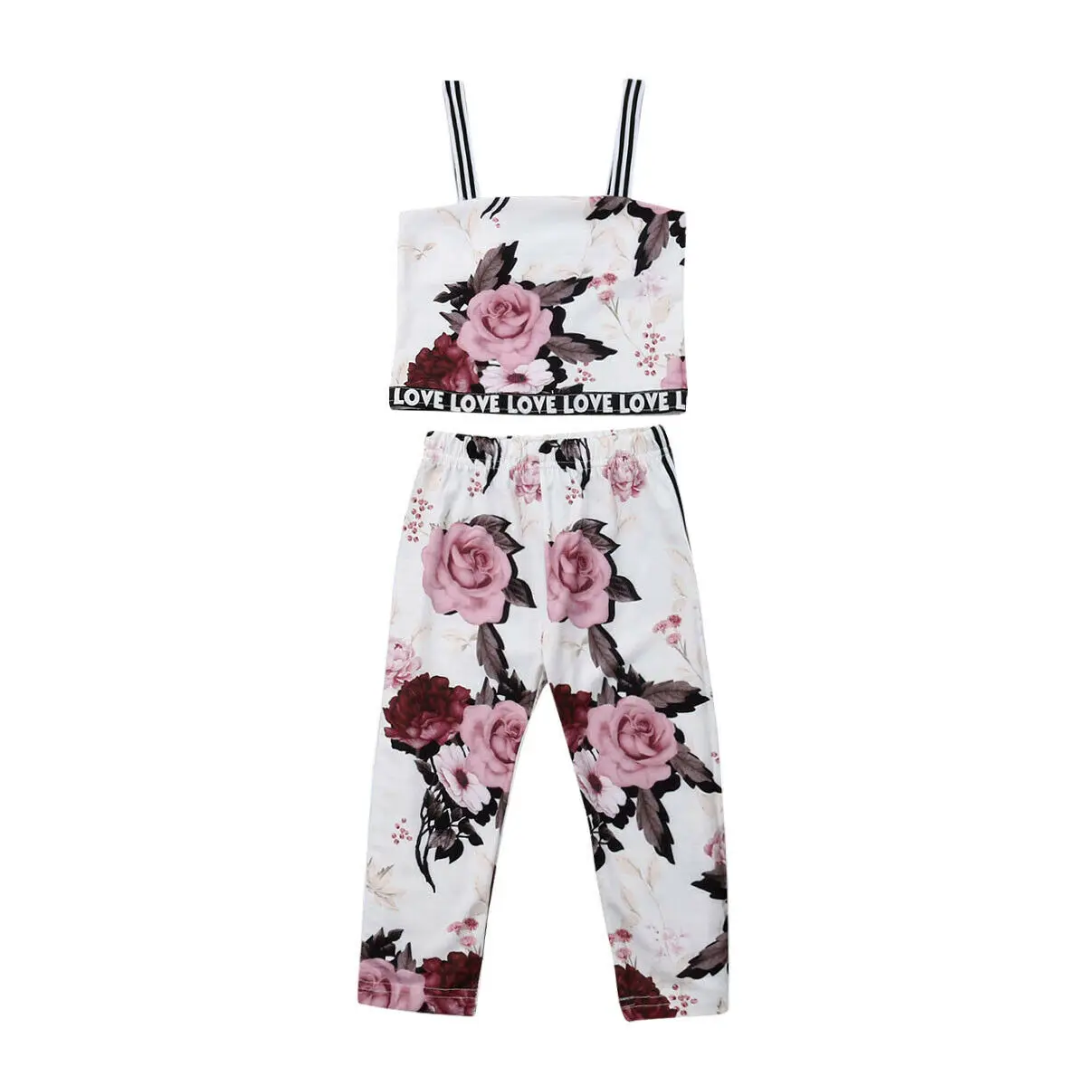 

2PCS Set Toddler Kids Baby Girl Sleeveless Tank Tops Floral Long Pant Legging Outfits Flower Girls Clothing Set