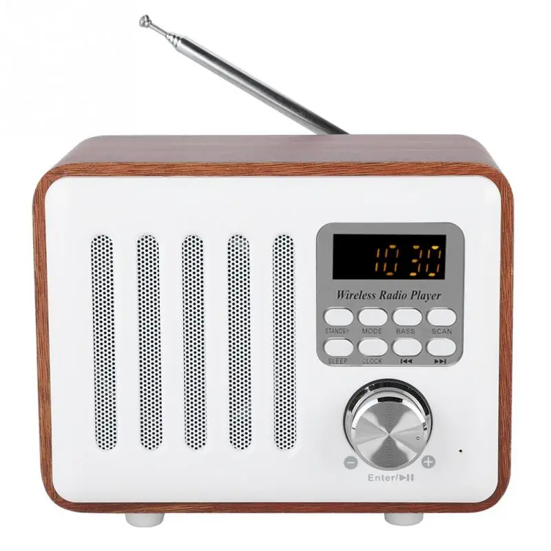 

Portable Retro FM Radio Wooden Box Bluetooth 5.0 Radio Clock Receiver Music Player with LED Display Support U-Disk TF-Card New