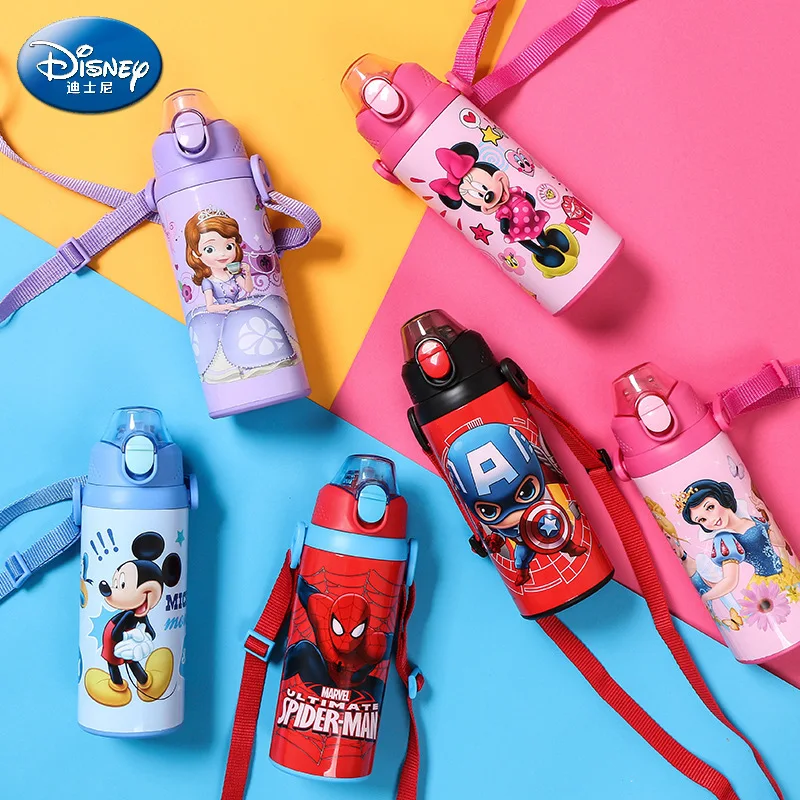 

Disney Baby Cup Water Drinking Bottle Micky Minnie Thermos Flask Portable Child Feeding Cup Travel School 500ml Insulated Bottle