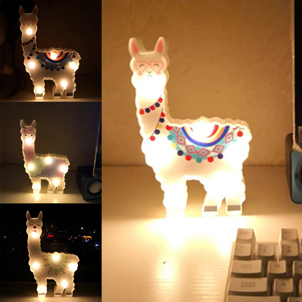 6 светодиодов милый прикроватный ночник путь на батарейках подарок настольный подвесной декоративный светильник в форме альпаки