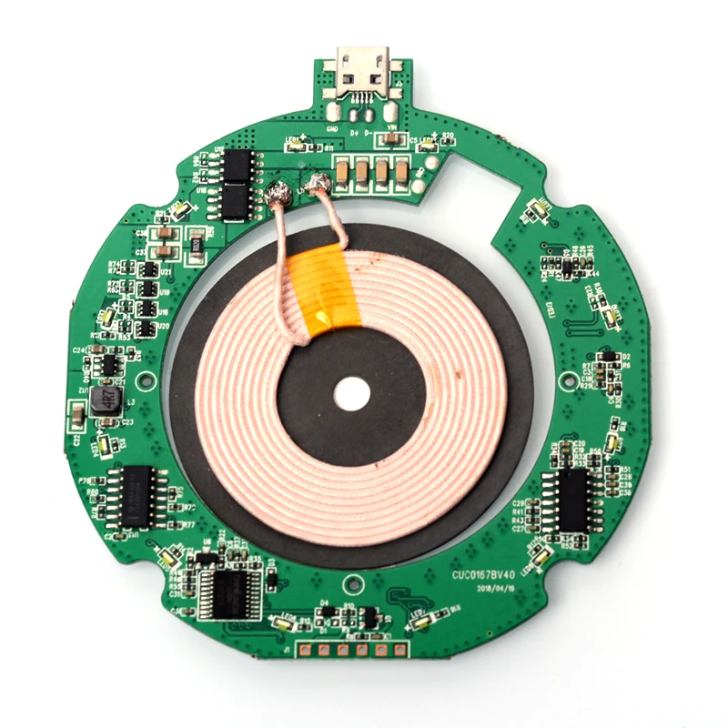 

VEEAII Qi Wireless Charger PCBA Circuit Board with LED and Coil Wireless Charging Micro USB DIY high-efficient energy conversion