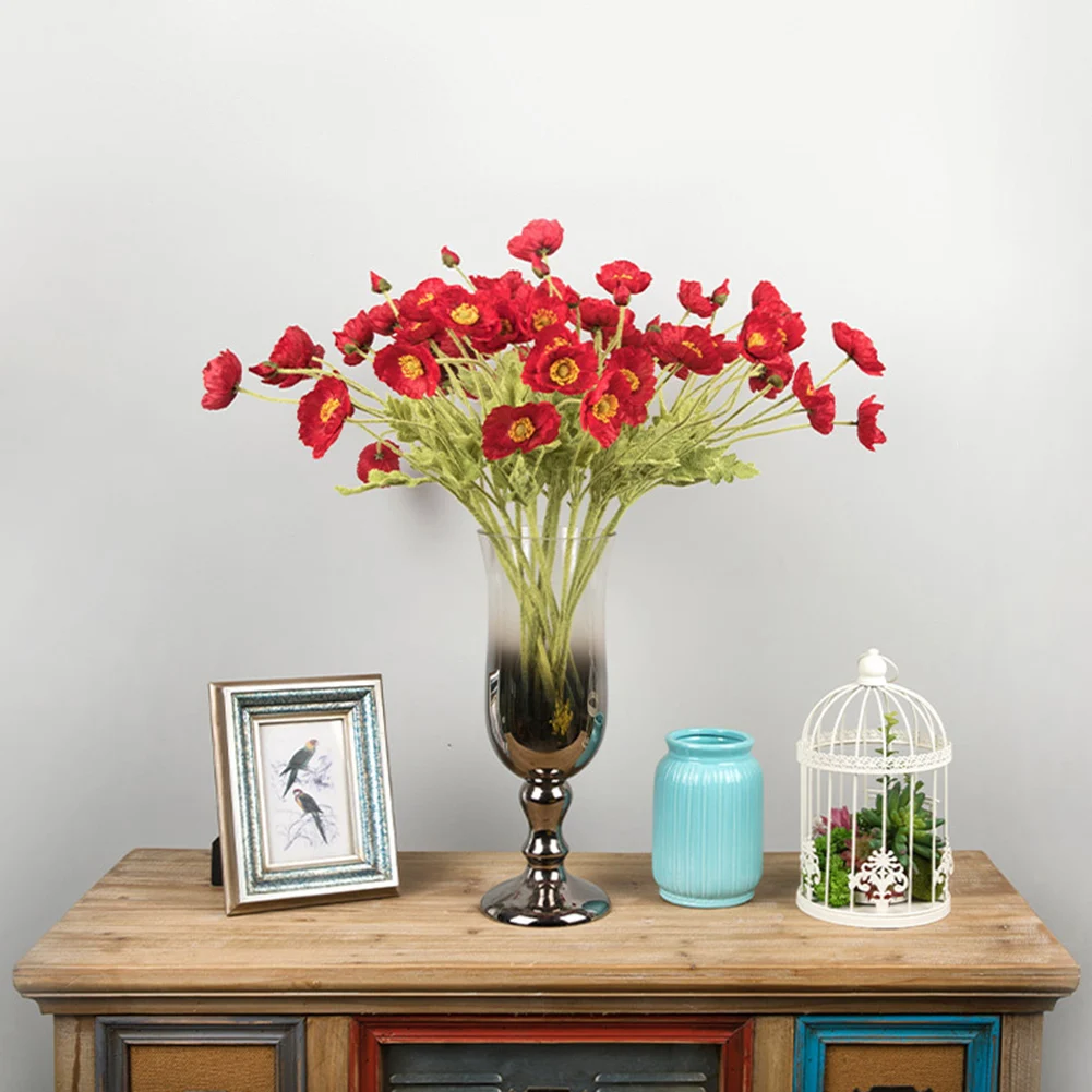 

60cm 4 Heads Beautiful Poppy Artificial Flower Home Wedding Decoration Fake Flowers Background Table Flower Arrange Home Decor