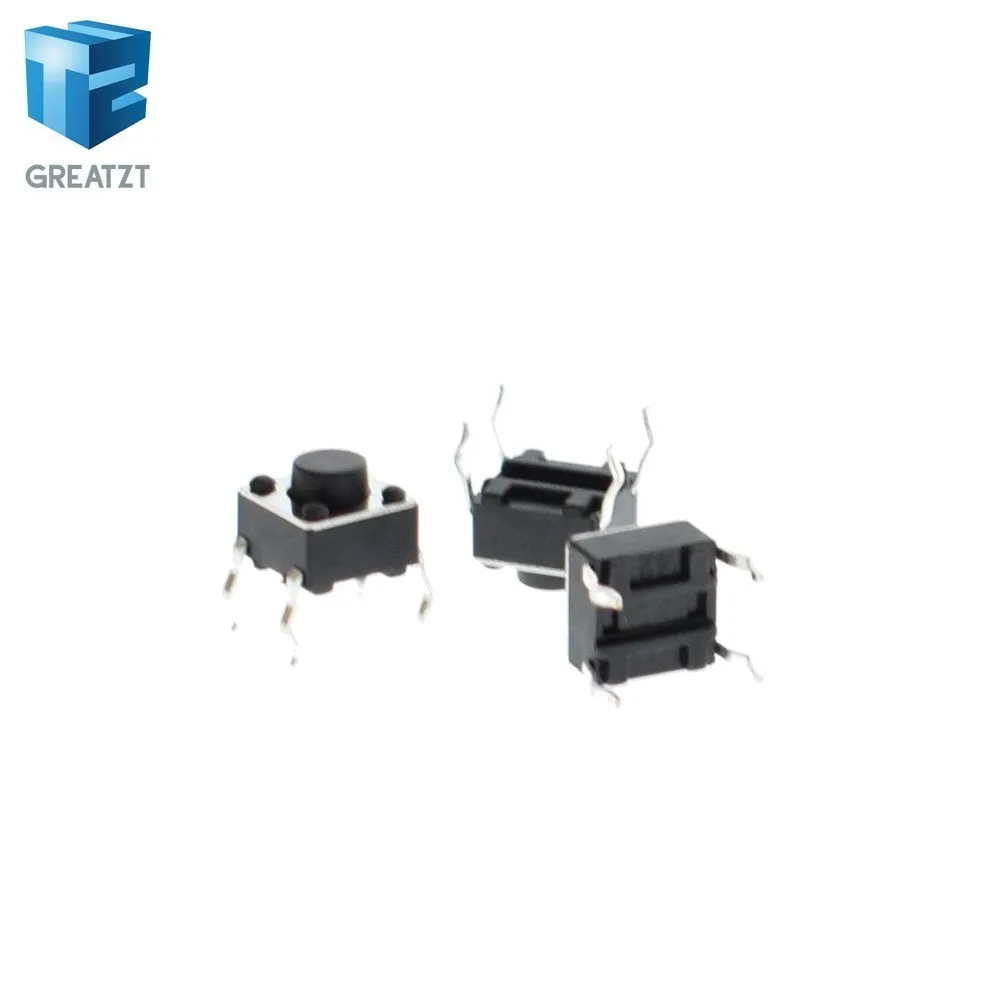 

GREATZT 100pcs Tactile Switch Momentary Tact 6x6x5 6*6*5mm DIP Middle 4 pin ever