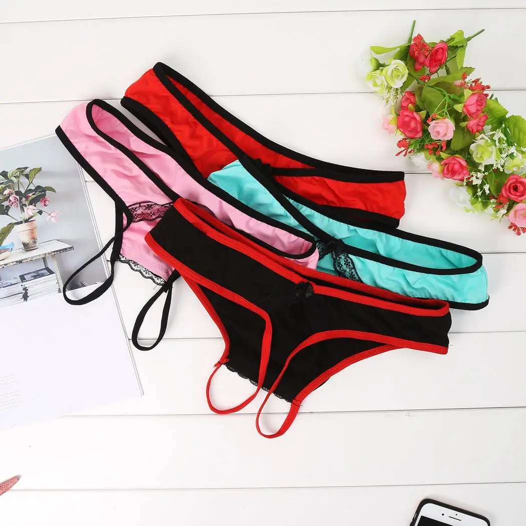 

Women Sexy Underwear G-string Thongs Open Crotch T-Back Panties Crotchless Lace Women Thongs Briefs Panties G-String