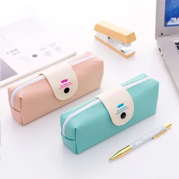 

1pc Simple Creative PU Beard Stationery Bag Korea style Cute Students Pencil Case Large Capacity Pencil-Box