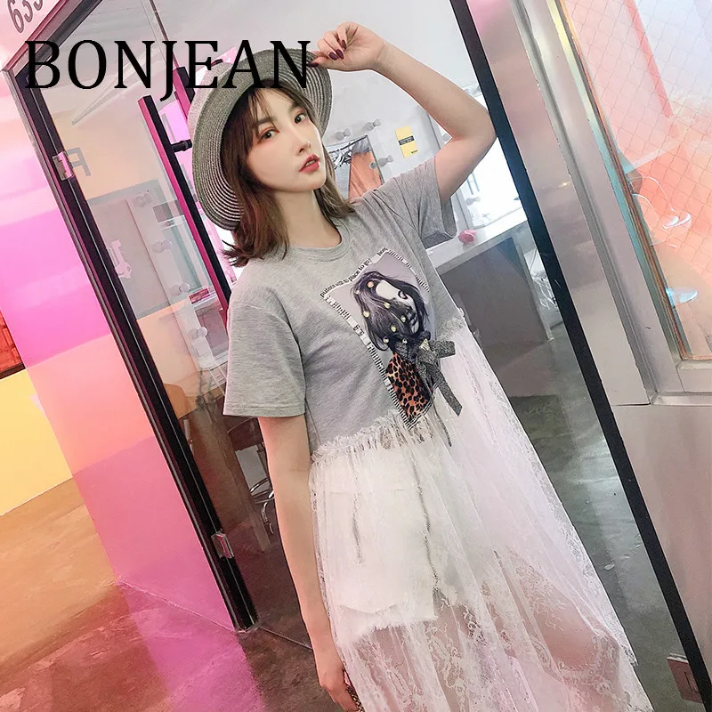 Appliques Donne Della Merletto E Le 2019 Del Bonjean Di Manica Camicia Camicette Magliette Gray Che Lunga Rappezzatura Per Bordano Estate Corta T Con Shirt Bj1020 fUqCpCw