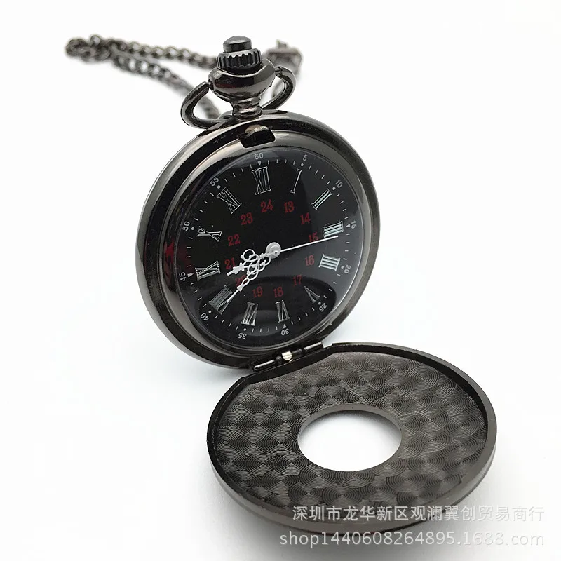 Черные классические двойные карманные часы винтажные ожерелья антикварные карманные часы для мужчин и женщин