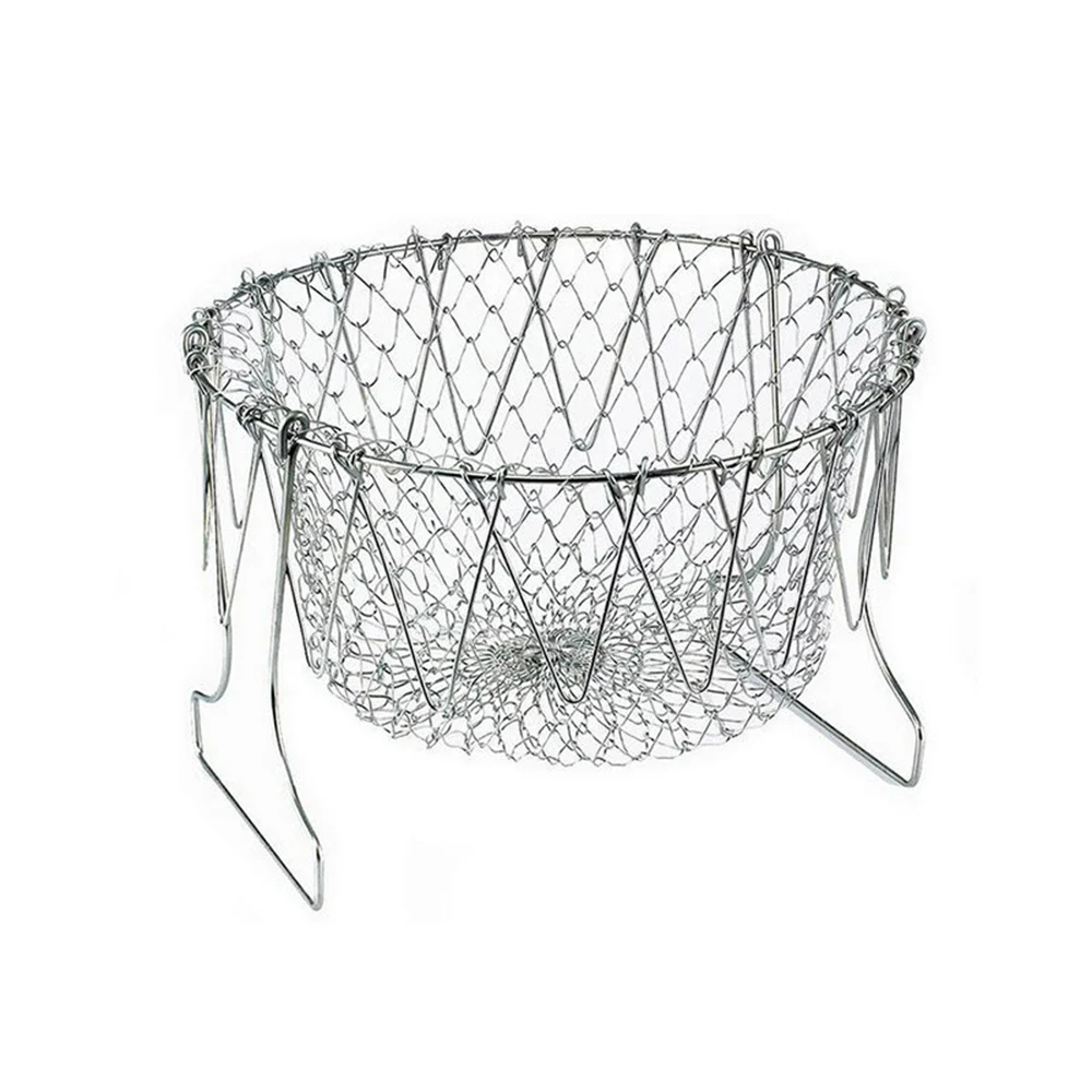 

Multi-Function Modern Home Kitchen Fries Filter Artifact Household Drain Basket Stainless Steel Folding kitchen accessories