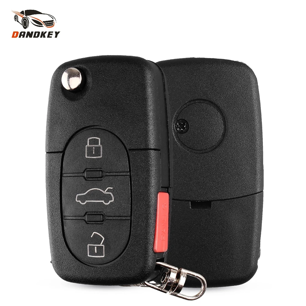 

Dandkey CR1620/CR1616 For Audi A2 A3 A4 A6 A8 TT Old Models 3+1 4 Button Flip Folding Remote Key Fob Case Shell Uncut HU66 Blade