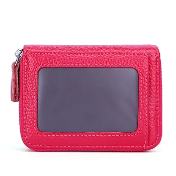 

Organ Wallet Genuine Leather Double Layers Coin Purse Card Holder for Women Men Iron edge zipper wallet with coin pocket