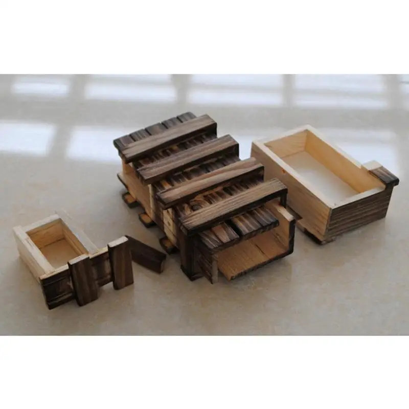 Детская забавная игрушечная деревянная головоломка коробка с потайной ящик волшебный отсек деревянная головоломка игрушки Пазлы коробки