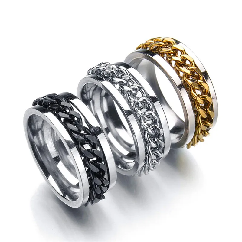 RONGQING 1pcs 2019 Party Rings Fashion Jewelry Stainless Steel chain for women man | Украшения и аксессуары