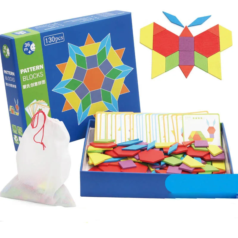 

130pcs Wooden Puzzle +24pcs Card Board Set Colorful Baby Early Educational Wooden Toy For Children Learning Developing Toys