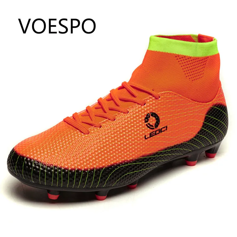 VOESPO 2018 Professional высокие ботильоны футбольные бутсы Молодежный великолепные футбольные спортивная обувь Человек Открытый Training Спортивная