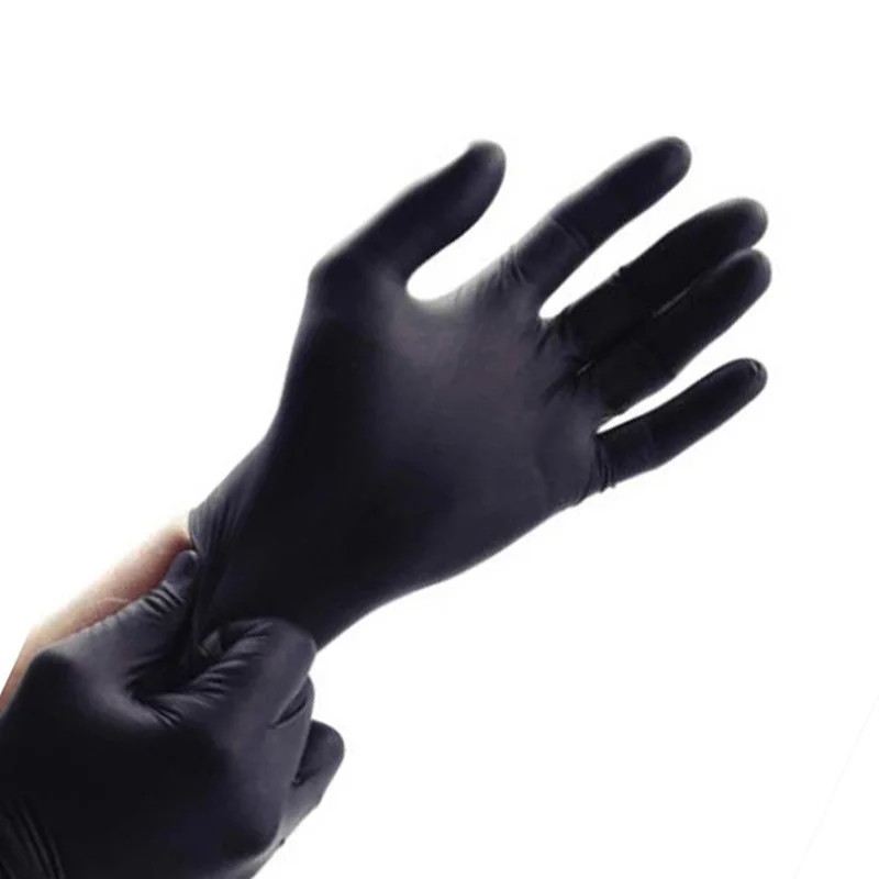100 шт./упак. Одноразовые черные резиновые перчатки Водонепроницаемый перчатки для экзамена симметричная для медицинских дом тату-перчатки